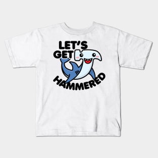 Let's Get Hammered Cute Kawaii Hammerhead Shark Funny Kids T-Shirt